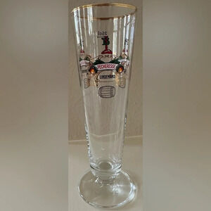 Lindemans brewery beer stem gold rim glass holds 25 CL.